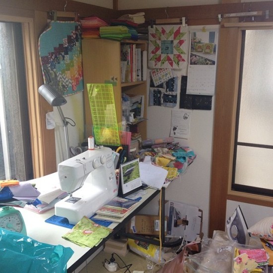 Messy sewing room
