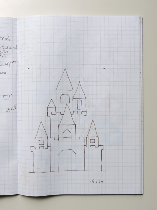 fairy tale castle quilt design sketch
