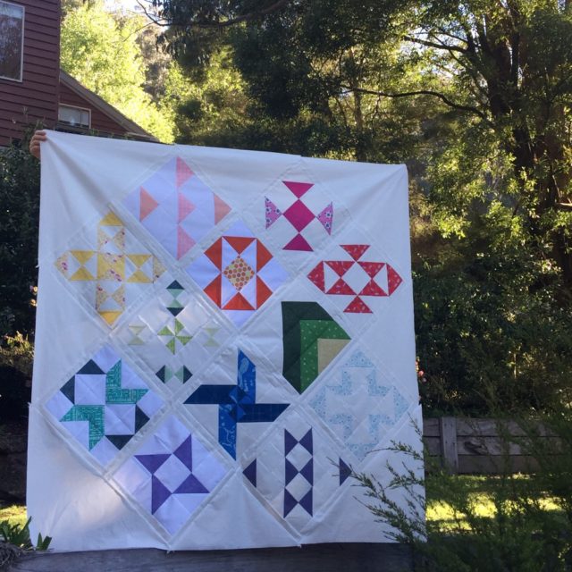 Modern HST Sampler quilt top