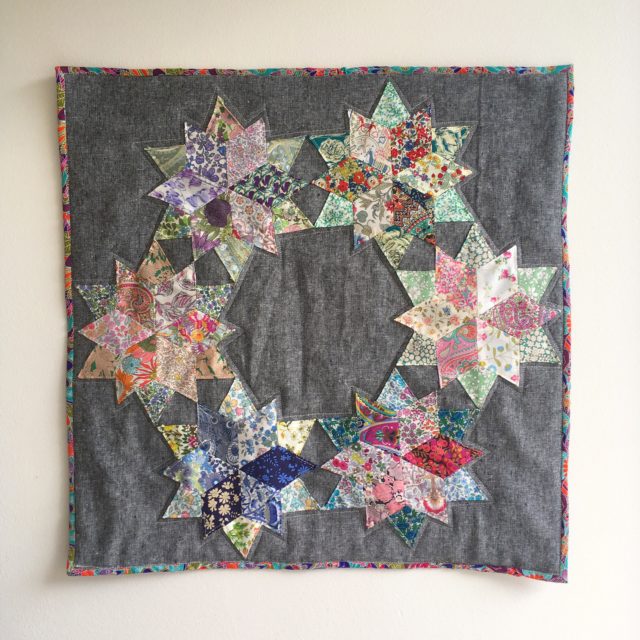 Star Blossoms Liberty EPP mini quilt