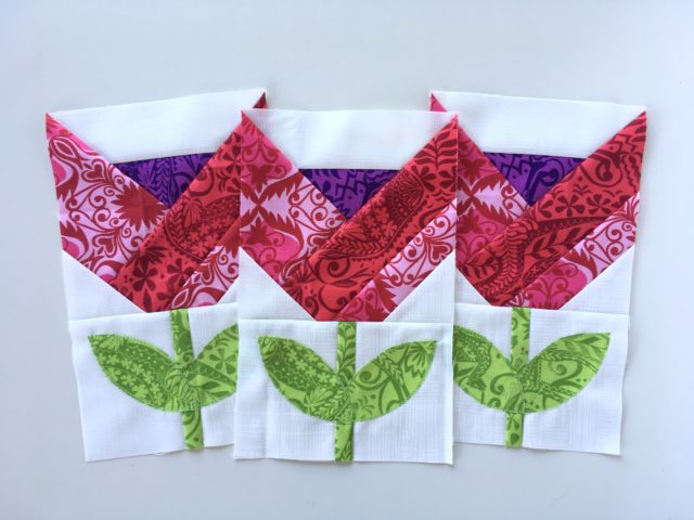 Dutch Tulips quilt blocks made by BlossomHeartQuilts.com