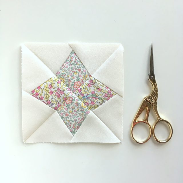 A mini Arcturus block from the Milky Way Sampler at BlossomHeartQuilts.com