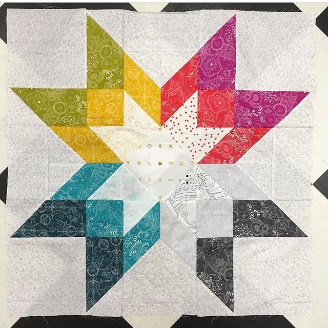 Alison Glass rainbow quilt block from Aurora by BlossomHeartQuilts.com