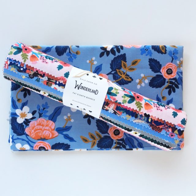 Wonderland fat eighths and Les Fleurs fabric by Rifle Paper Co for Cotton and Steel