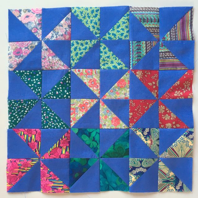 4in Liberty pinwheel blocks by BlossomHeartQuilts.com
