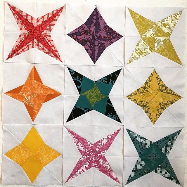 These foundation paper pieced star quilt blocks are amazing! The Milky Way Sampler patterns are at BlossomHeartQuilts.com