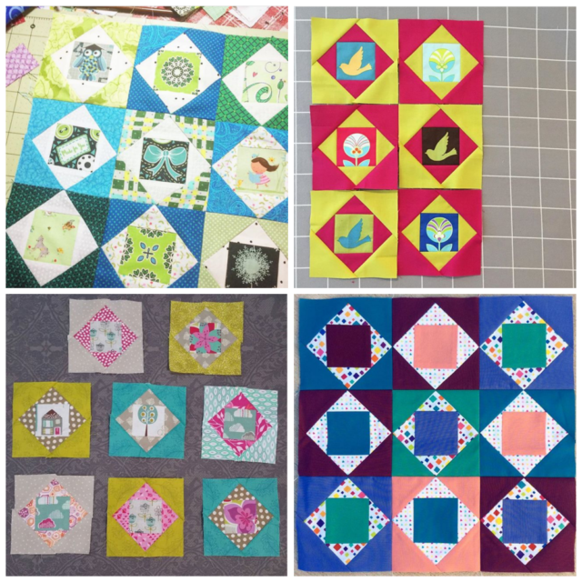 4 inch finished economy square blocks from the free pattern at BlossomHeartQuilts.com