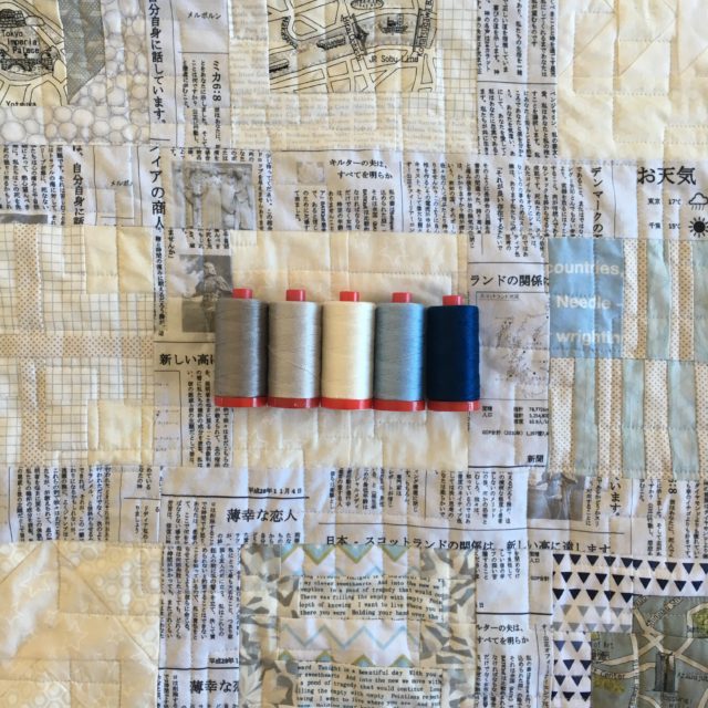 Aurifil 12w for hand quilting a sampler quilt