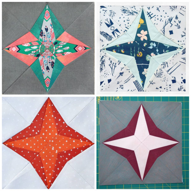 Capella quilt blocks from the Milky Way Sampler pattern by BlossomHeartQuilts