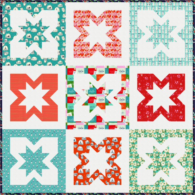 Cotton and Steel Christmas quilt using Geode pattern by BlossomHeartQuilts.com