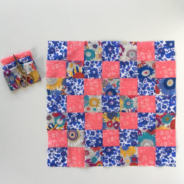 Liberty Susanna granny square quilt block by BlossomHeartQuilts.com