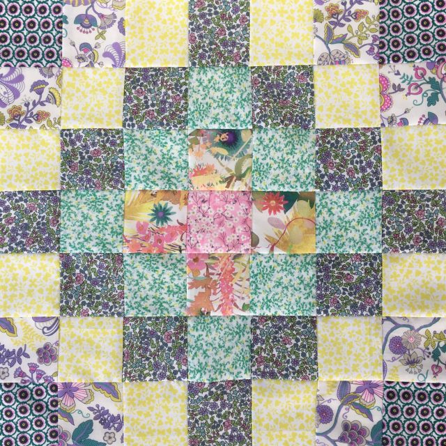 Liberty granny square quilt block by BlossomHeartQuilts.com