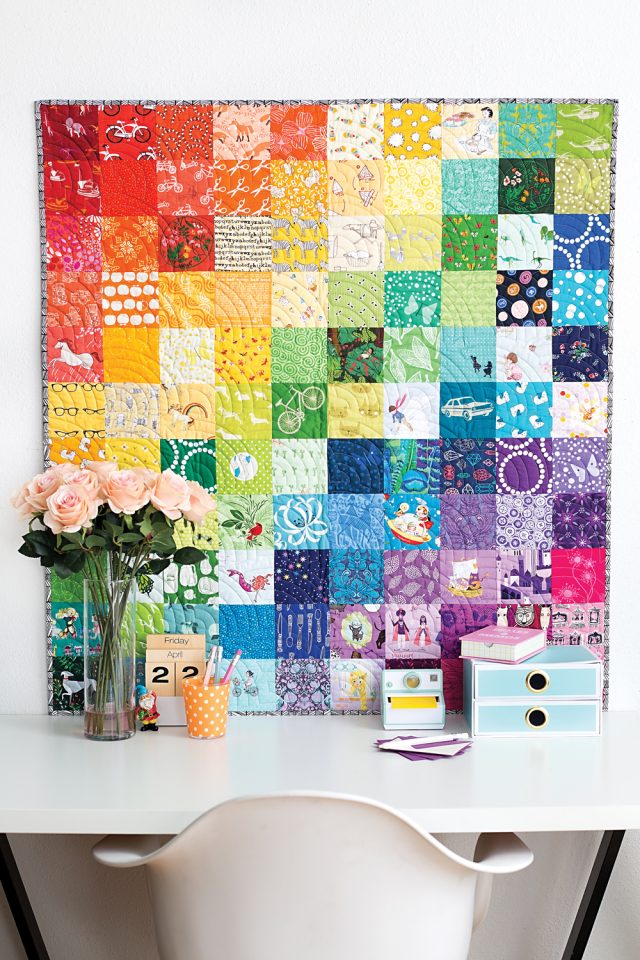 Rainbow I-spy fussy cut quilt from Fussy Cutters Club