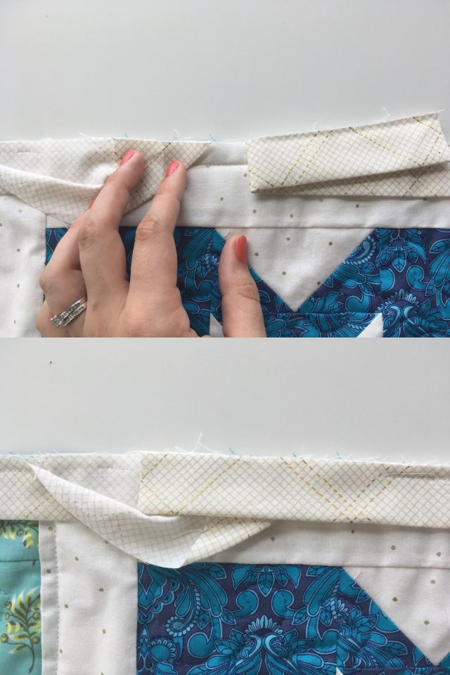 How to easily join binding tails on a quilt - tutorial by BlossomHeartQuilts.com