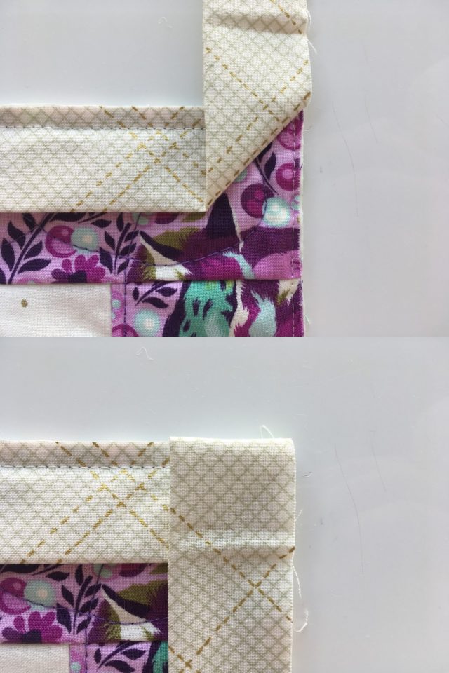 How to mitre quilt binding corners - a machine binding tutorial by BlossomHeartQuilts.com