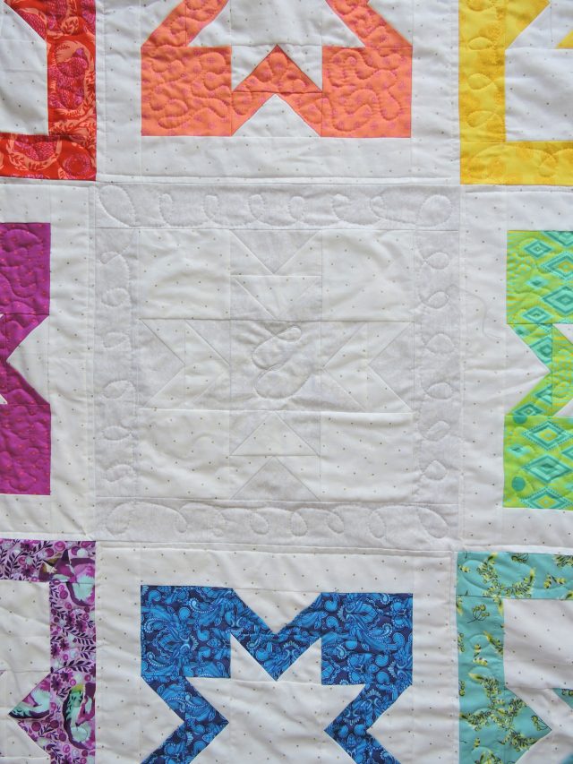 Monogram free motion quilting by BlossomHeartQuilts.com