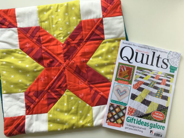 A quilted Christmas present cushion