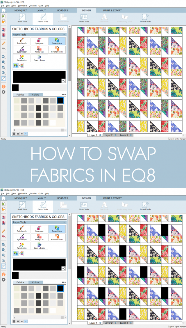 how to swap fabric colours in EQ8