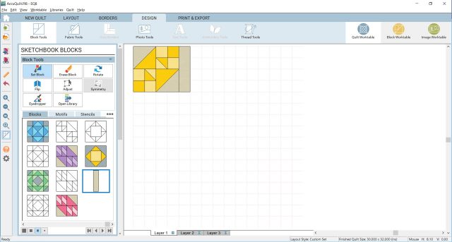 Placing quilt blocks in Custom Set layout in EQ8 tutorial by BlossomHeartQuilts.com