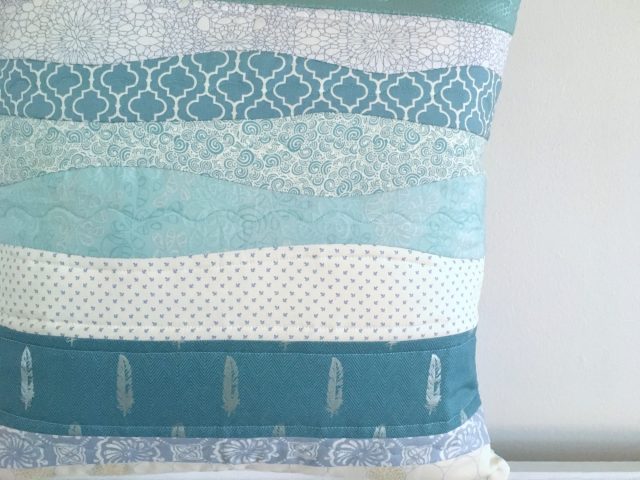Improv curves pillow quilted detail by BlossomHeartQuilts.com