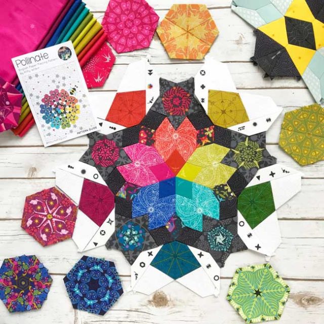 Pollinate modern English paper piecing quilt