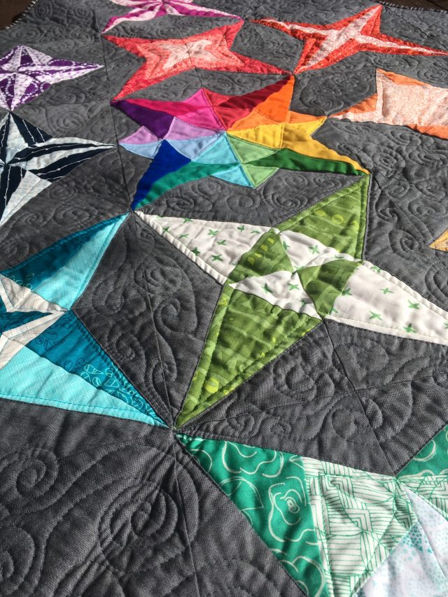 Rainbow Milky Way Sampler quilt by BlossomHeartQuilts.com