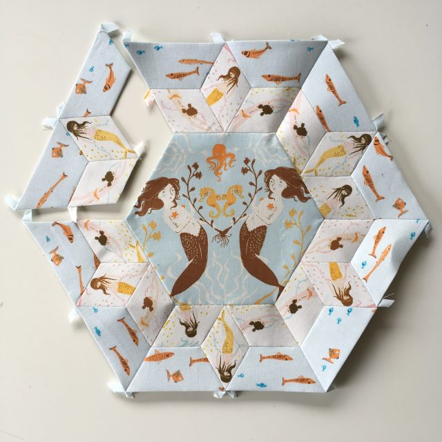 Cherish quilt block in Heather Ross Mendocino by BlossomHeartQuilts.com