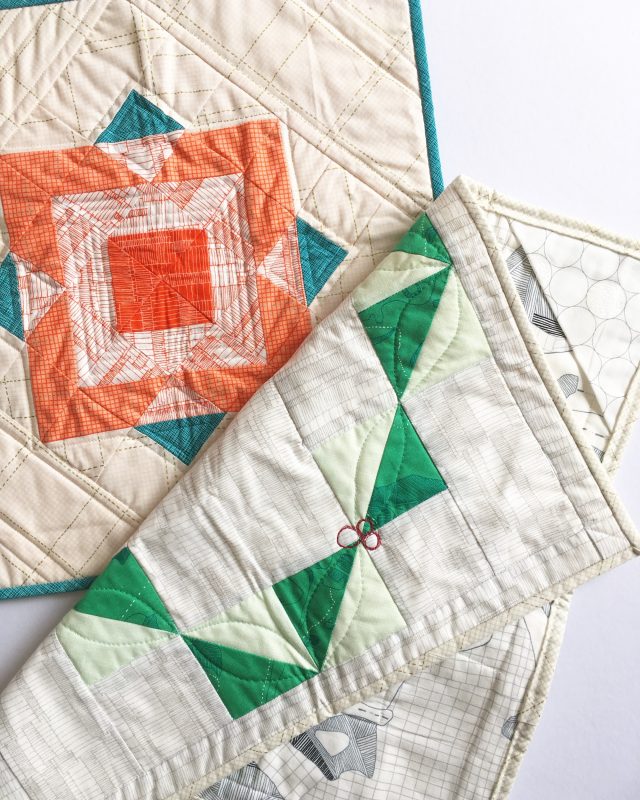 Modern Christmas mini quilts by BlossomHeartQuilts.com