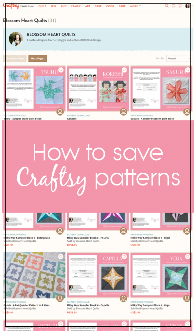 How to save Craftsy patterns