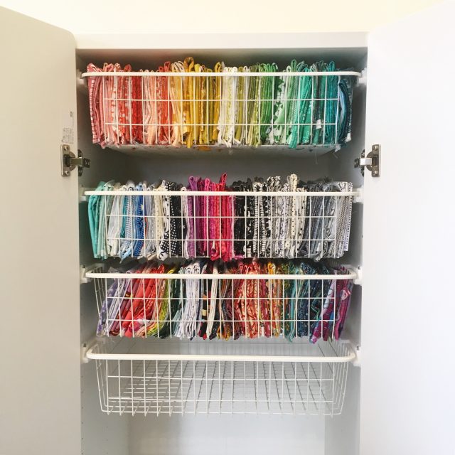 Fabric organisation in Ikea Stuva by BlossomHeartQuilts.com