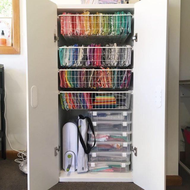 Fabric storage and sewing room organisation with an Ikea Stuva