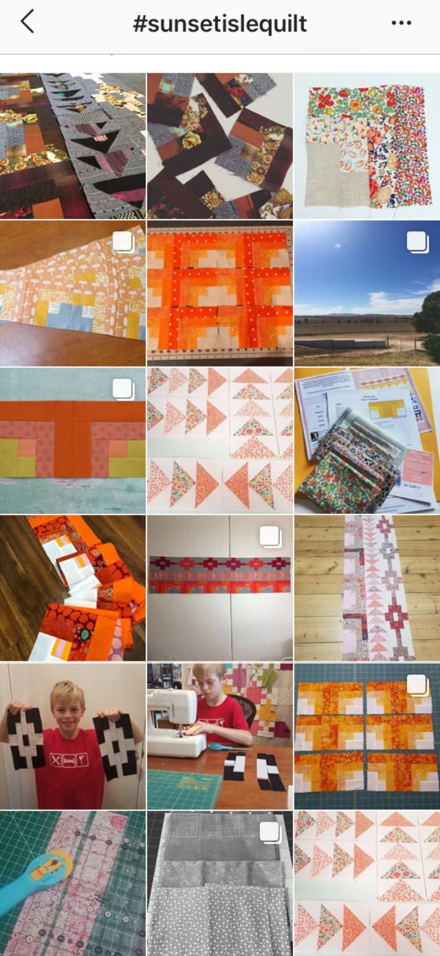 Row three of Sunset Isle Quilt on Instagram using the pattern from BlossomHeartQuilts.com