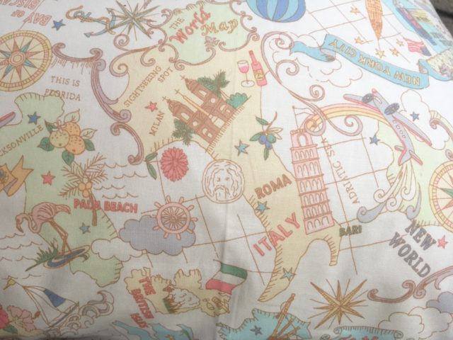 Detail of cute Japanese map fabric