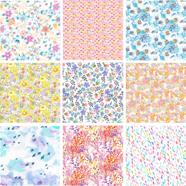 Summer Liberty fabric palette for Cinque Terre mini quilt