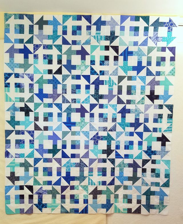 Blue churn dash quilt