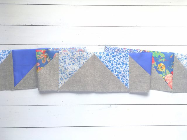 Blue HST quilt blocks