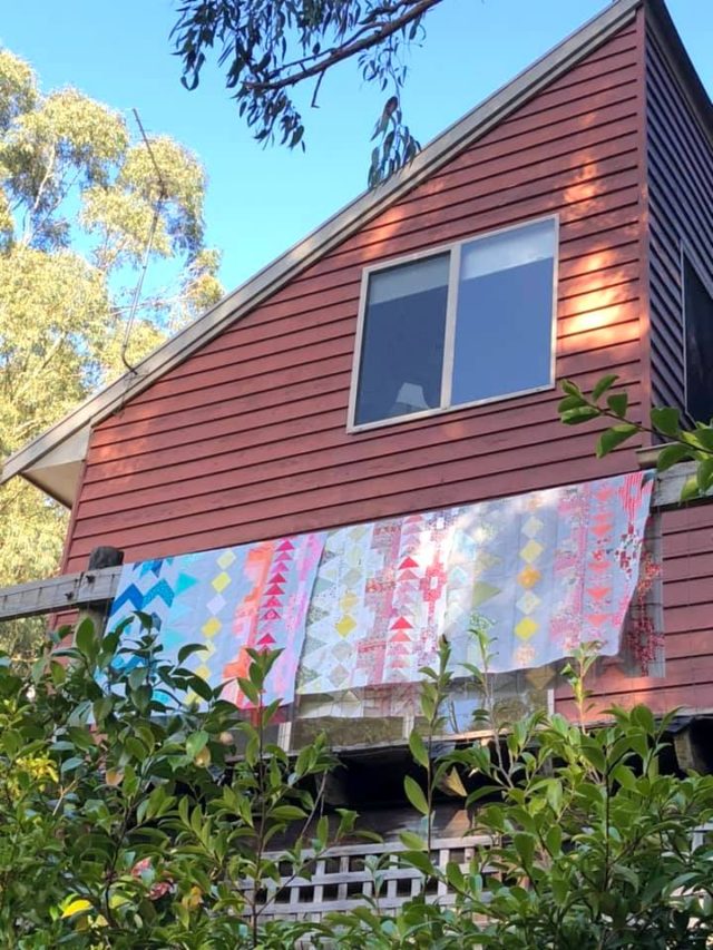 Three Sunset Isle quilts in progress