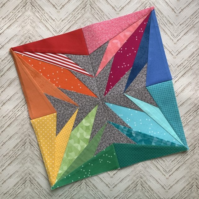 Rainbow paper pieced quilt block
