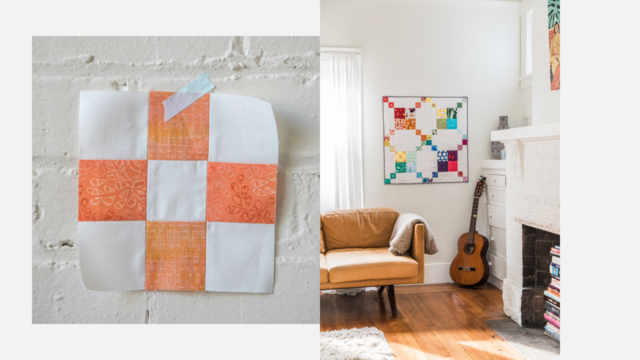Patchwork sampler quilt and mini quilt