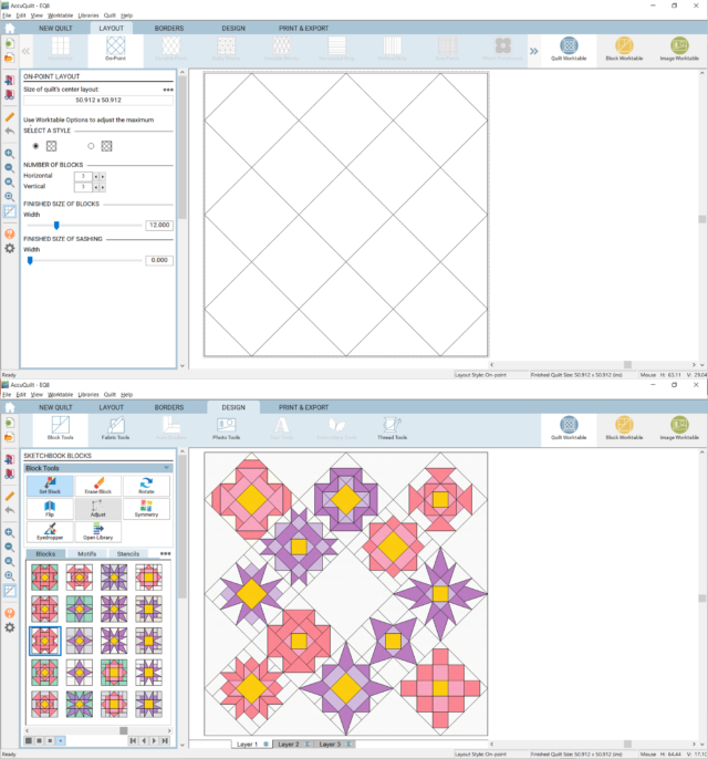 On point quilt layout in EQ8