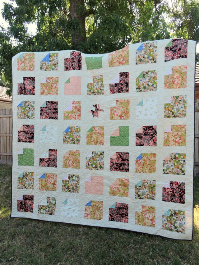 A Japanese Origami queen size quilt