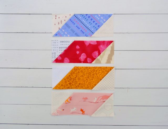 Scrappy ribbon quilt blocks