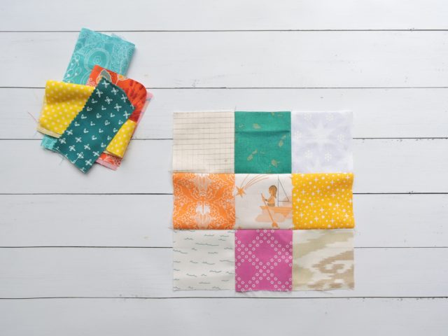 Scrappy nine patch quilt block