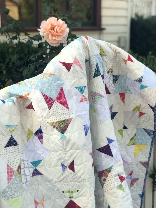 Scrappy triangle quilt