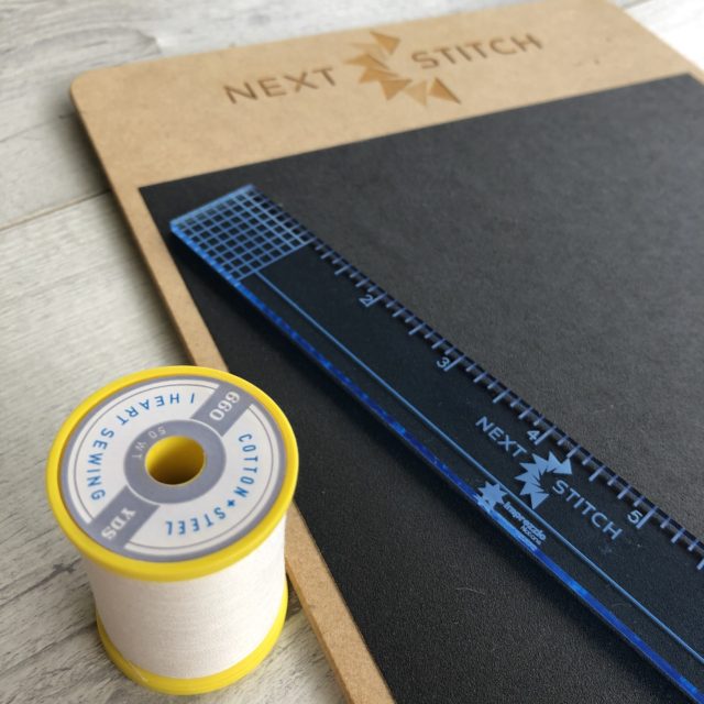 Sandpaper board and ruler for hand piecing