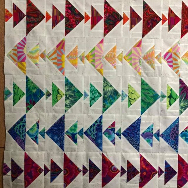 Flying Geese rainbow mini quilt