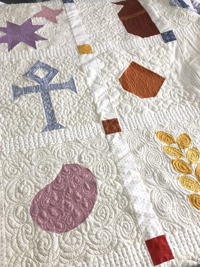 Free motion quilting on a sampler quilt