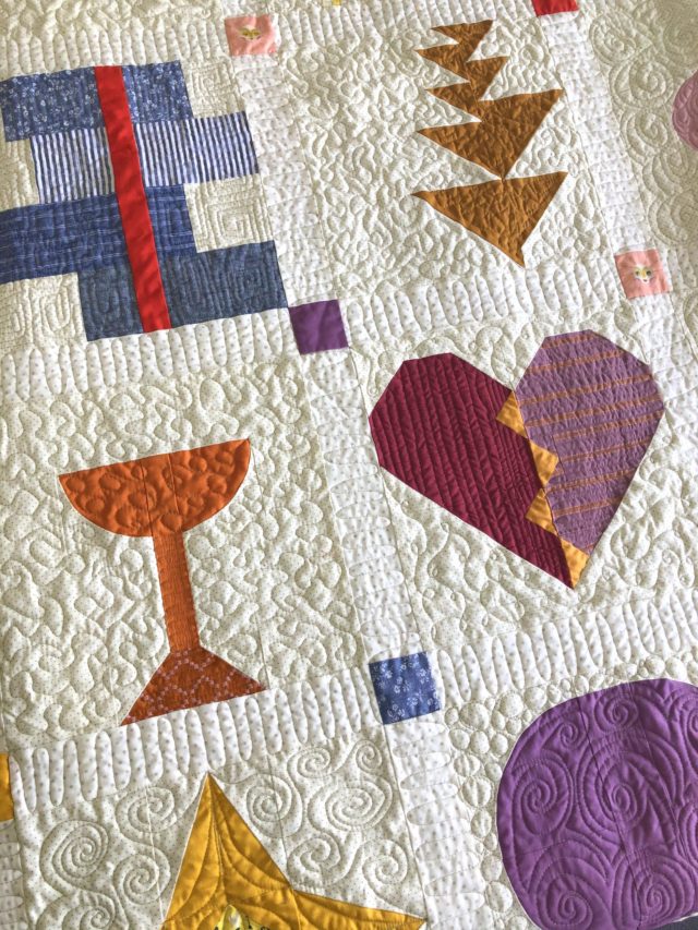 Free motion quilting on a sampler quilt