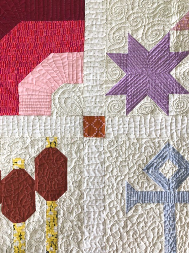 Free motion quilting on a sampler quilt