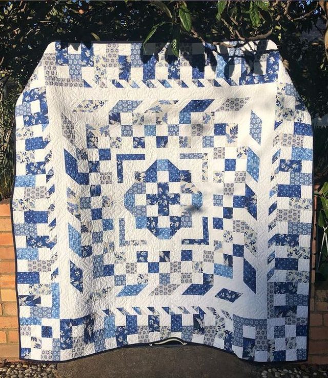 Blue and white medallion quilt